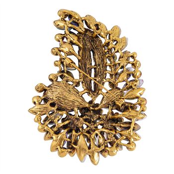 Mehrfarbiger Blatt Kristall Brosche,  Antikes Gold