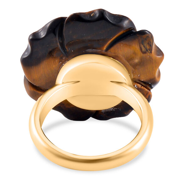 2er Set - Handgeschnitzter Gelbes Tigerauge Anh&auml;nger mit Kette und Ring (Gr&ouml;&szlig;e 19.00), goldfarben, ca. 30.00 ct image number 5