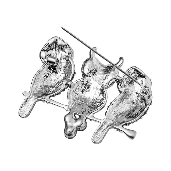 Eule Schwarzer Kristall, Wei&szlig;er Kristall Brosche image number 4