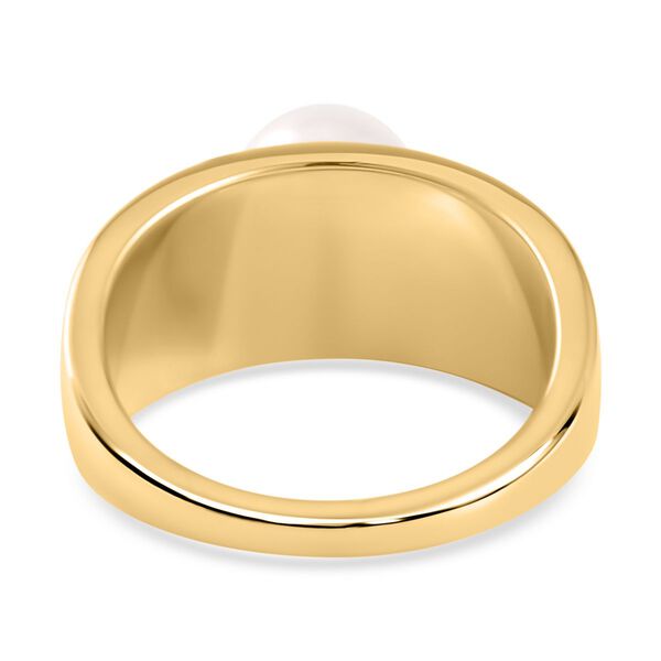 Weiße Süßwasser Perle Ring, 925 Silber Gelbgold Vermeil (Größe 20.00) image number 5