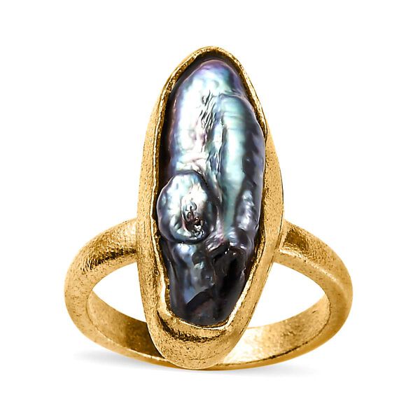 S&uuml;&szlig;wasser Pfau Perle Ring, 925 Silber Gelbgold Vermeil, (Gr&ouml;&szlig;e 16.00) image number 4