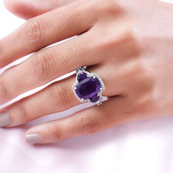 Afrikanischer Amethyst-Ring, 925 Silber platiniert  ca. 7,67 ct