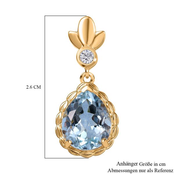 Himmelblauer Topas, Weißer Zirkon Anhänger Messing ca. 3.78 ct image number 5