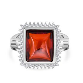 Lustro Stella Roter Zirkonia, Weißer Zirkonia Ring 925 Silber rhodiniert (Größe 17.00)