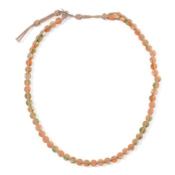 Flexible orange-gr&uuml;ne Regenblumen-Yuhua-Quarzit Halskette - 80 ct.