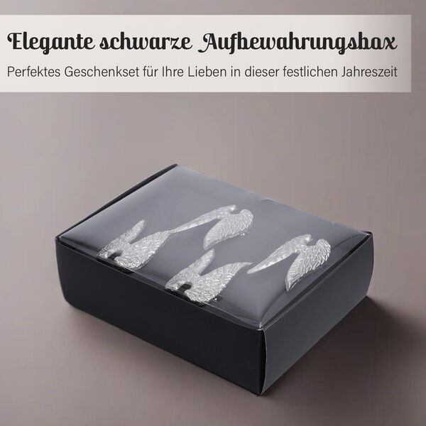 4er Set Engelsfl&uuml;gel Serviettenhalter, 4x6,5cm, silber image number 10