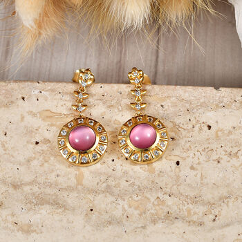D'Joy Flamingo Mondstein und Zirkon Ohrringe - 3,50 ct.