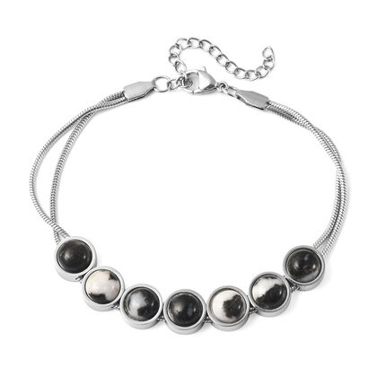 Dendritisches Achat-Armband, ca. 19 cm, 316L Edelstahl ca. 16.45 ct