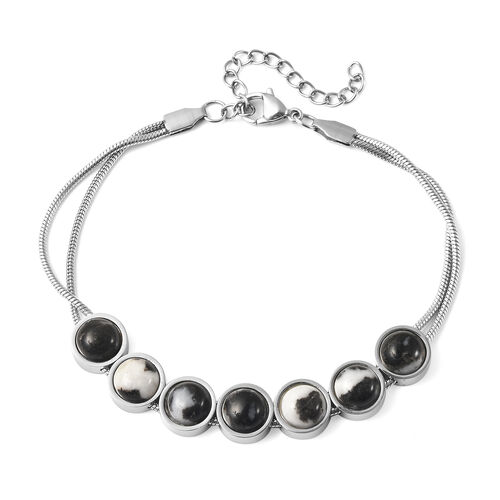 Dendritisches Achat-Armband, ca. 19 cm, Edelstahl ca. 16,45 ct image number 0