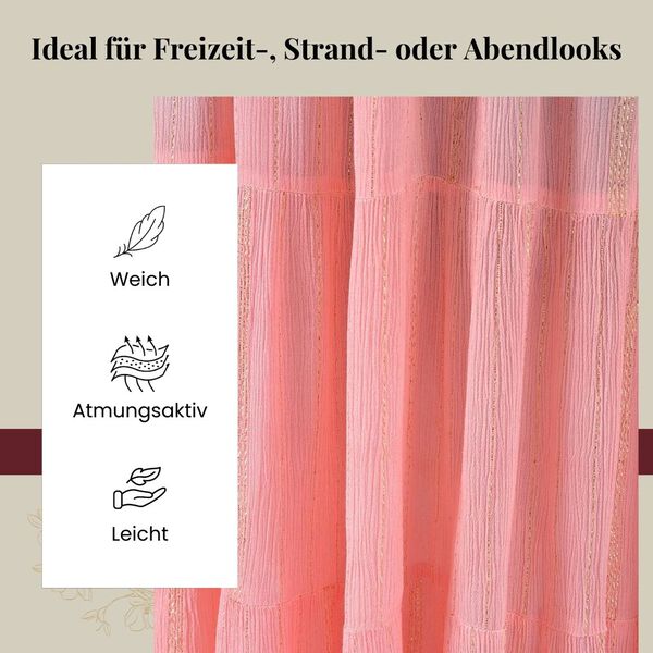 Maxikleid aus Viskose-Crepe mit Lurex, Einheitsgröße, Rosa image number 3