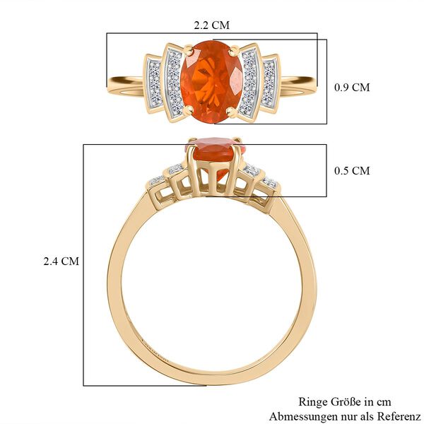 AAA Feuer opal, Lab Grown Diamant SI/GH Ring 375 Gold (Größe 18.00) ca. 0,96 ct image number 7