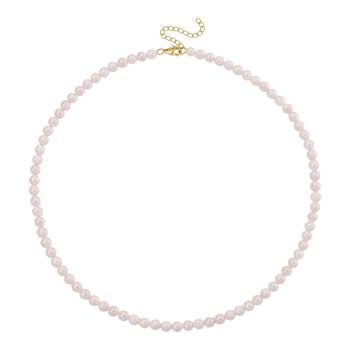 D'Joy Japanische Akoya Perle 50+5cm Halskette, 925 Silber vergoldet