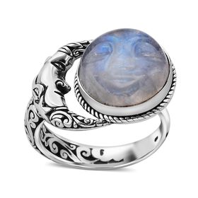 Royal Bali Kollektion- Regenbogen Mondstein Cocktail Ring- 13,25 ct.