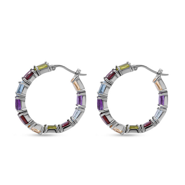 Mehrfarbige Edelstein-Creolen, 925 Silber platiniert ca. 10.68 ct image number 3