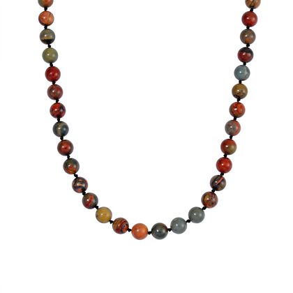 Picasso Jaspis Halskette ca. 45 cm Reiner Edelstahl ca. 284,85 ct.