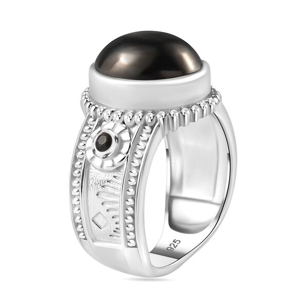 Elite Shungit, Schwarzer Spinell Ring 925 Silber rhodiniert (Gr&ouml;&szlig;e 19.00) ca. 2,97 ct image number 5