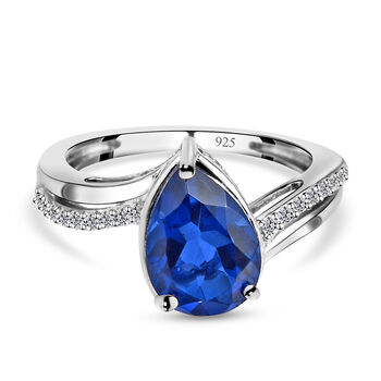 Ceylon Farbe Quarz und wei&szlig;er Zirkon-Ring, 925 Silber platiniert (Gr&ouml;&szlig;e 16.00) ca. 1,77 ct