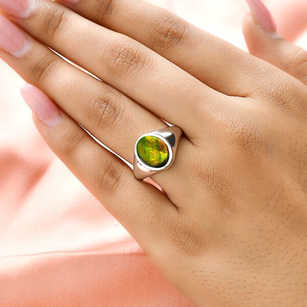 Kanadischer Ammolit-Ring, 925 Silber platiniert (Größe 18.00) ca. 2.67 ct image number 3