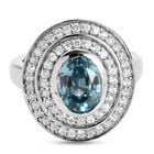 Kambodschanischer blauer und Weißer Zirkon Ring 925 Silber platiniert  ca. 3,98 ct image number 0