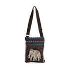 Crossbody-Tasche mit Elefantenmotiv, Polyester, 3 Reißverschlussfächer, verstellbarer Schultergurt (ca. 120 cm), 21x28 cm, Mehrfarbig