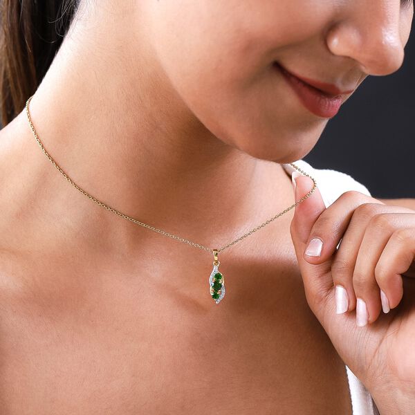 Nat&uuml;rlicher Chromdiopsid und Moissanit-Anh&auml;nger - 0,87 ct. image number 2