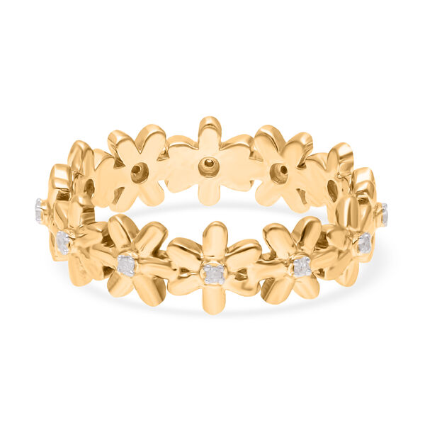 G&auml;nsebl&uuml;mchen Wei&szlig;er Diamant P3 Ring, 925 Silber vergoldet (Gr&ouml;&szlig;e 18.00) ca. 0.06 ct