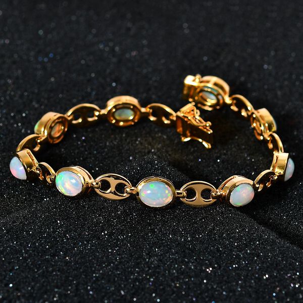 AA Nat&uuml;rlicher, &auml;thiopischer Welo Opal Armband ca. 19 cm 925 Silber Gelbgold Vermeil ca. 7.20 ct image number 3
