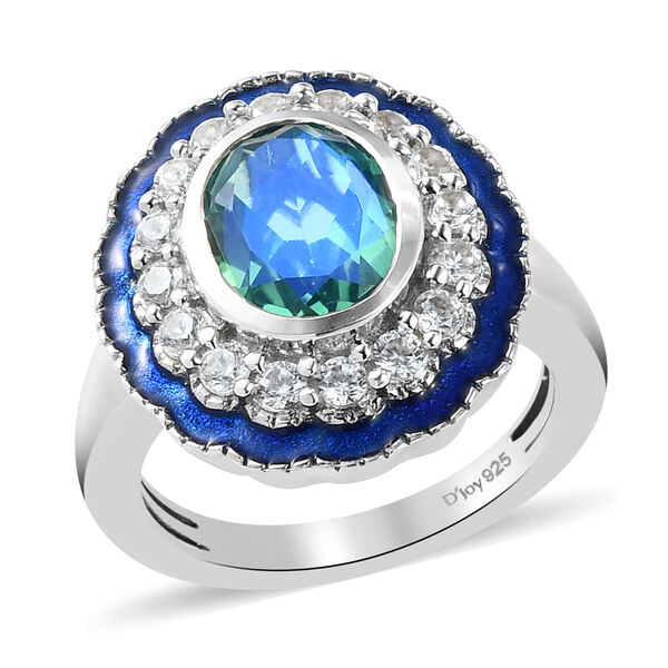 Pfau Triplett Quarz und Zirkon Ring 925 Silber platiniert image number 4