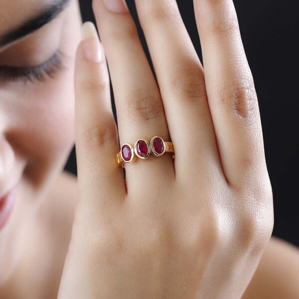 Afrikanischer Rubin (Fissure gefüllt) Ring, 925 Silber Gelbgold Vermeil (Größe 17.00) ca. 1.92 ct image number 2