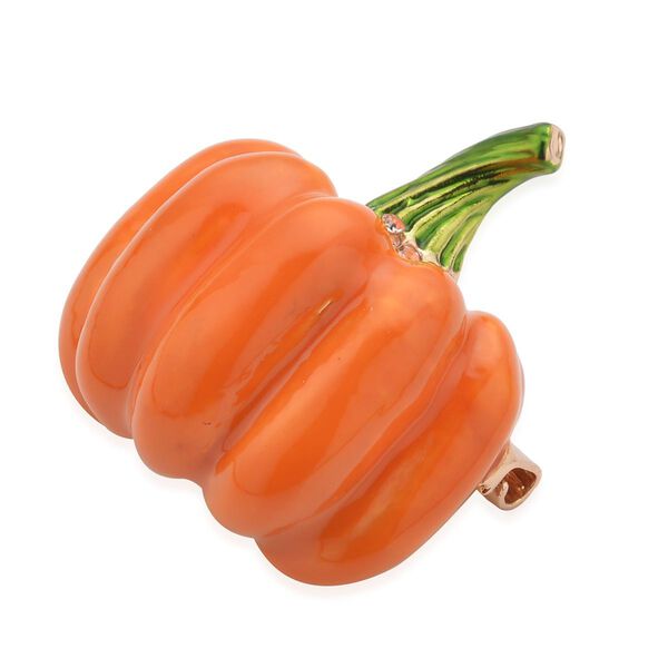 Weiße Kristall Kürbis-Brosche image number 3