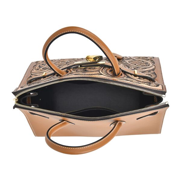 Grand Pelle  - Designer-inspirierte Echtleder Handtasche, braun image number 10