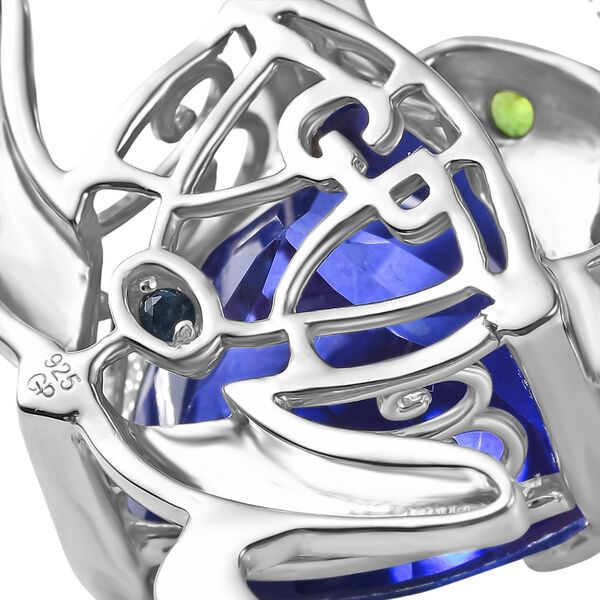 GP Trifono Kollektion- Tansanit-Farbe Quarz, Chromdiopsid und blauer Saphir zweifarbiger Ring und Anh&auml;nger mit 50cm Kette image number 8