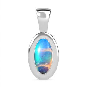AA Natürlicher, äthiopischer Welo Opal Anhänger 925 Silber rhodiniert ca. 0,90 ct.