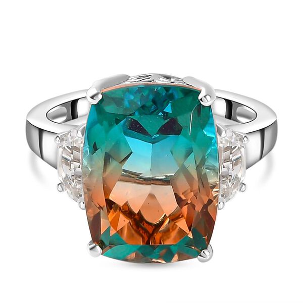 Aqua Terra Costa Quarz Triplett und wei&szlig;er Topas-Ring, 925 Silber platiniert, 11,84 ct. image number 0