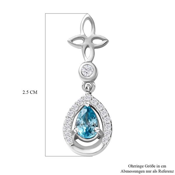 Kambodschanische, blaue und wei&szlig;e Zirkon Ohrringe, 925 Silber platiniert ca. 1.58 ct image number 5
