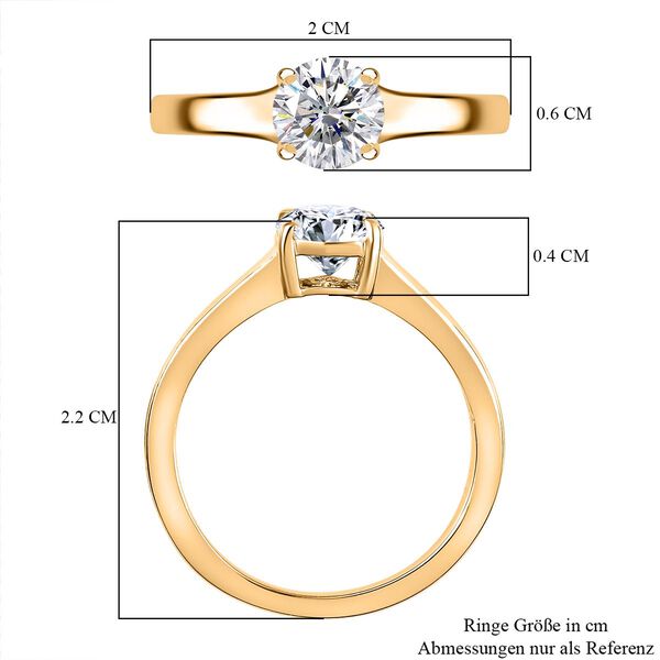 Moissanit Ring, 925 Silber 750 Gelbgold Vermeil - 0,75 ct. image number 7