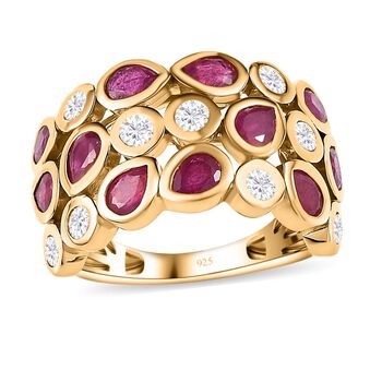 Afrikanischer Rubin und Zirkon-Ring - 3,14 ct.