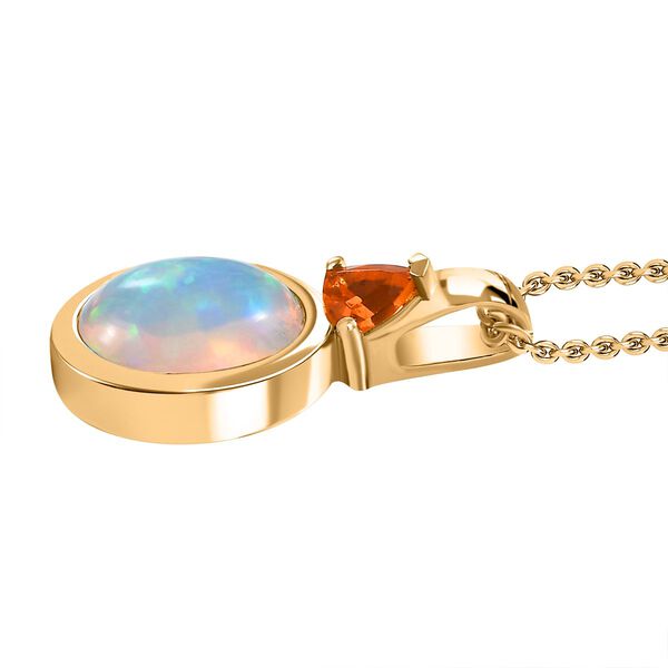 Natürlicher, äthiopischer Welo Opal, Feuer opal Schmuckset 925 Silber 750 Gelbgold Vermeil ca. 2,54 ct. image number 5