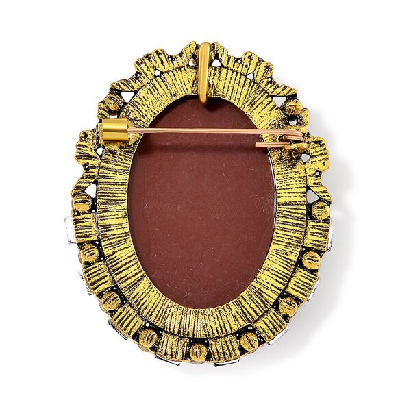 Harz, Weißer Kristall Brosche Antikes Gold image number 4