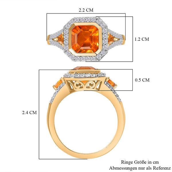 AA Salamanca Feueropal Ring, 925 Silber 750 Gelbgold Vermeil (Gr&ouml;&szlig;e 19.00) ca. 1.82 ct image number 7