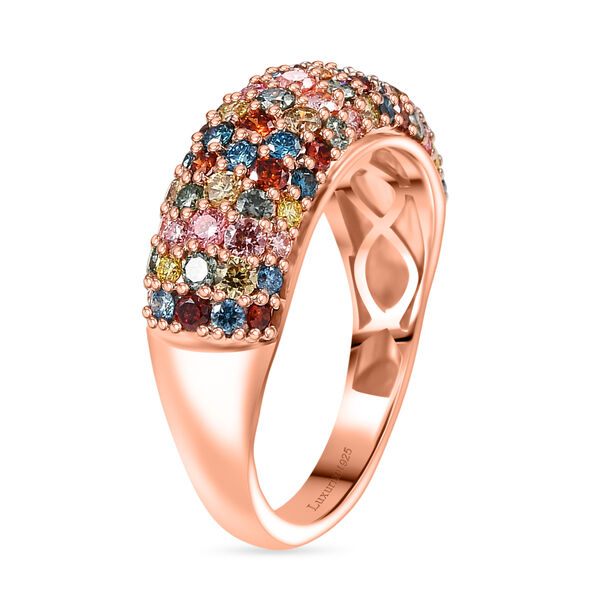 LUXURIANT DIAMOND - Lab Grown Mehrfarbig Diamant SI, Lab Grown Gr&uuml;ner Diamant Ring, SGL zertifiziert, 925 Silber 750 Ros&eacute;gold Vermeil (Gr&ouml;&szlig;e 17.00) ca. 1.50 ct image number 4