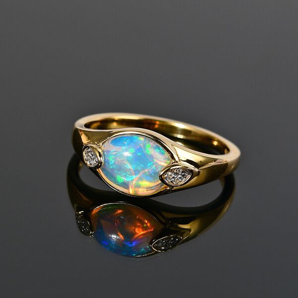 AA nat&uuml;rlicher, &auml;thiopischer Welo Opal und Zirkon-Ring - 1,29 ct. image number 3