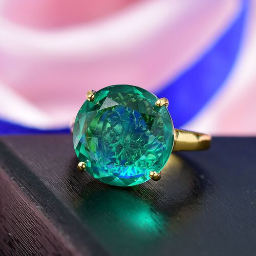D joy Pfau Quarz Triplette Ring 925 Silber 750 Gelbgold Vermeil (Größe 16.00) ca. 11,80 ct image number 1