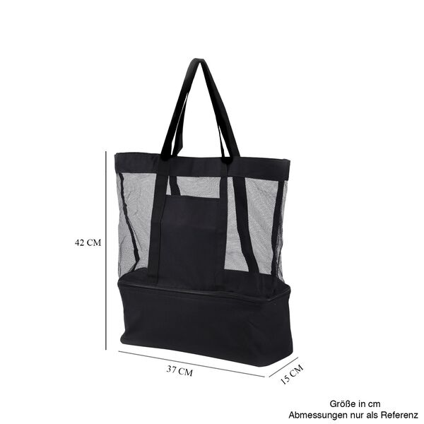 Zweist&ouml;ckige Netz-Einkaufstasche mit K&uuml;hlfach, schwarz image number 9