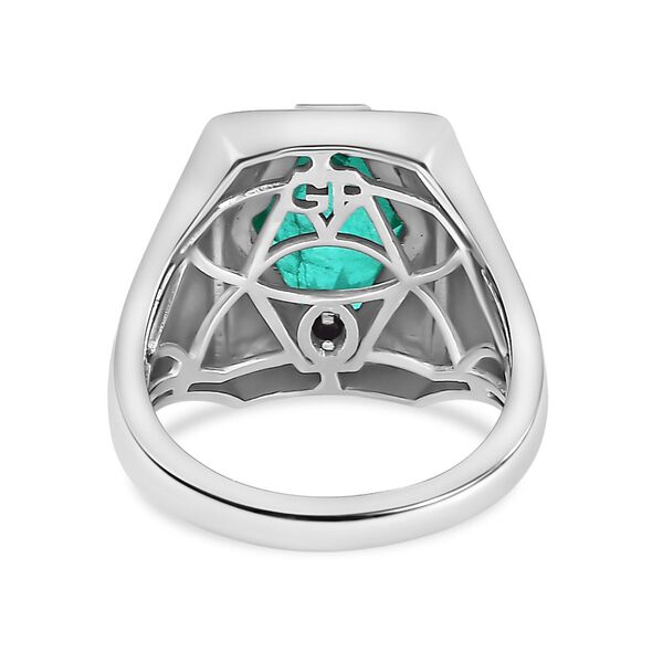 GP Art D&eacute;co Kollektion - Smaragd Triplett Quarz und Kanchanaburi blauer Saphir-Ring - 3,48 ct. image number 6