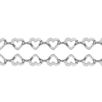 Kette mit diamantgeschliffenen Herzmotiven, 925 Silber rhodiniert