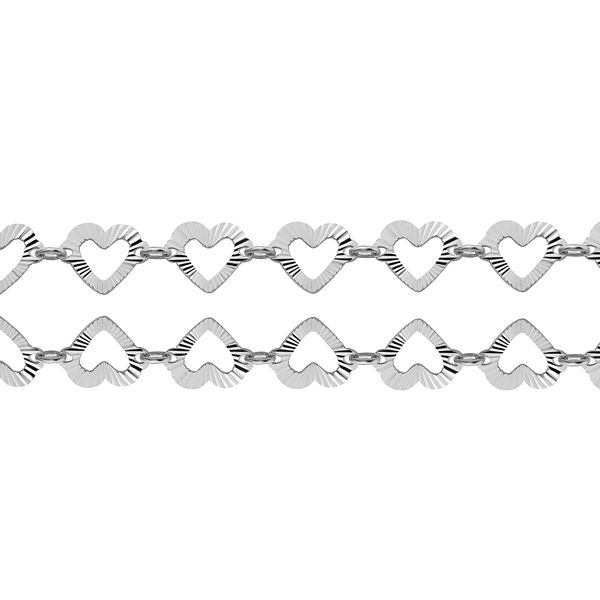 Kette mit diamantgeschliffenen Herzmotiven, 925 Silber rhodiniert image number 1