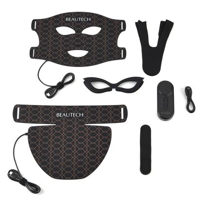 BEAUTECH Gesichts und Dekollet&eacute; maske, LED Lichttherapie, Schwarz