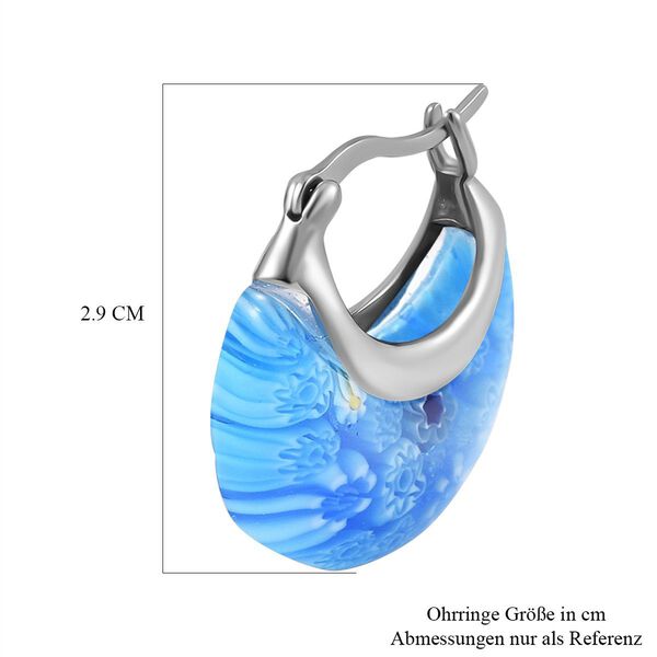 Blaue Murano-Stil Huggie-Ohrringe image number 10