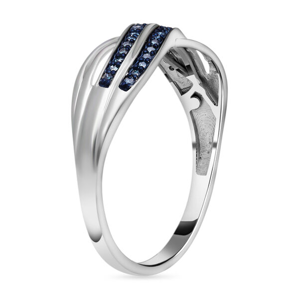 Blauer Diamant Ring, 925 Silber platiniert, (Größe 19.00) ca. 0.20 ct image number 5